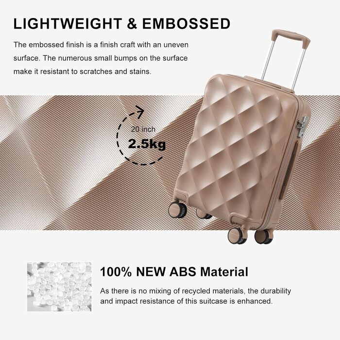 Набір валіз та сумок Sea Choice: 5шт (55/65/76см), TSA замок, 4 колеса, рожеве золото