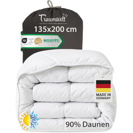 Німецька пухова ковдра 135x200 см: 90% пух, 10% перо, для всіх сезонів, гіпоалергенна, сертифікат Öko-Tex 100, Downpass