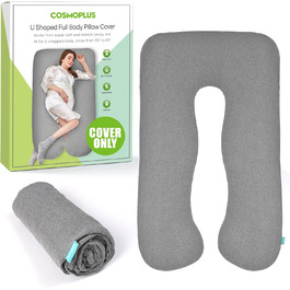 Чохол для вагітних COSMOPLUS U-подібний, для підтримки під час сну, дихаючий, еластичний джерсі, сірий