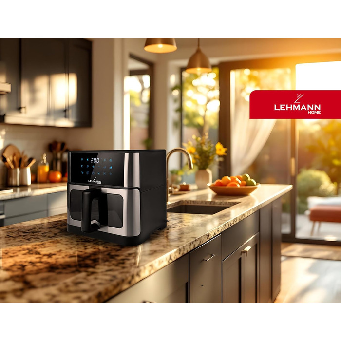 Фритюрниця повітряна LEHMANN XXL з 2 камерами (10л), 13 програм, touch display, антипригарне покриття