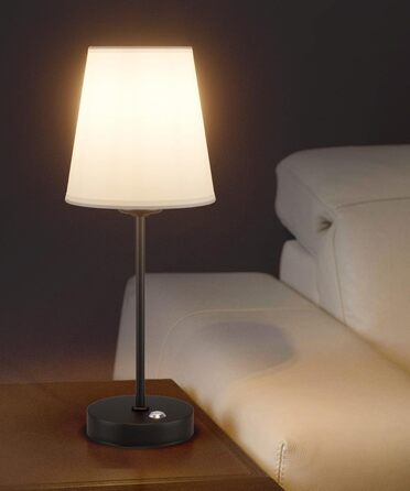 LED акумуляторна тканинна настільна лампа чорного кольору (2 шт.), бездротова, з регулюванням яскравості, тепле світло 3000K, 6W, для спальні