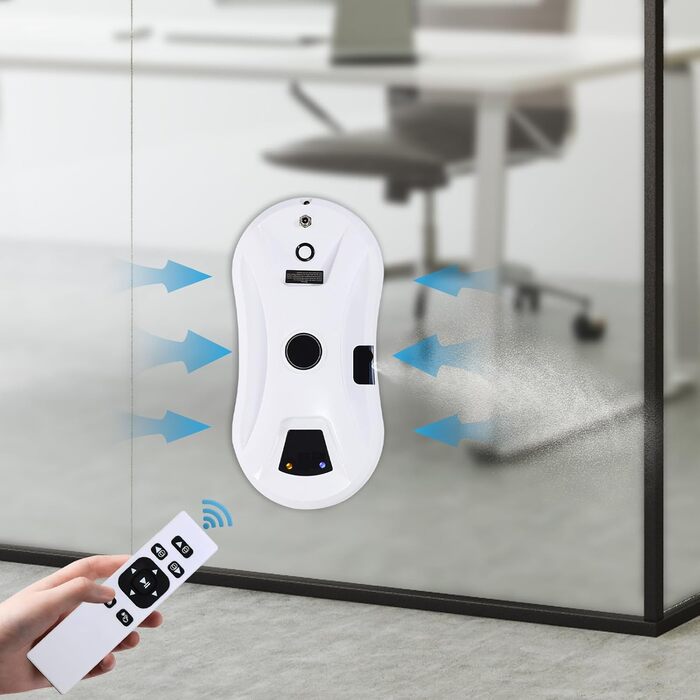 Робот для миття вікон електричний, автоматичний, з пультом керування та 10 серветками, для миття склопакетів у рамах, білий