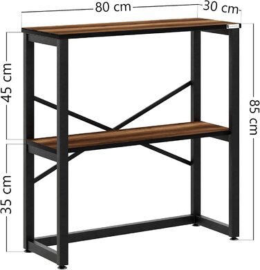 Консольний стіл furniChic, 2 полиці, сталевий, промисловий, 85x30x80см, бароковий горіх