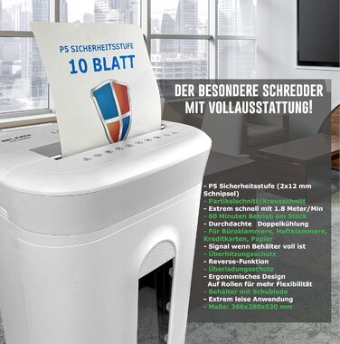 Професійний шредер для документів, безпека P5, 10 аркушів, леза для нищення, тихий, для офісу, нищення скріпок та степлерних скоб