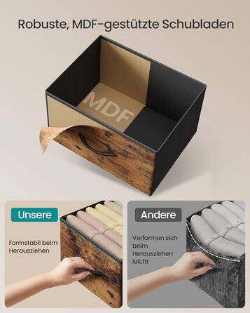 SONGMICS Комод з 7 висувними ящиками, шафа для зберігання, сталь, MDF, флізелін, для спальні, прихожей, вітальні, кольори: білий, коричневий, чорний