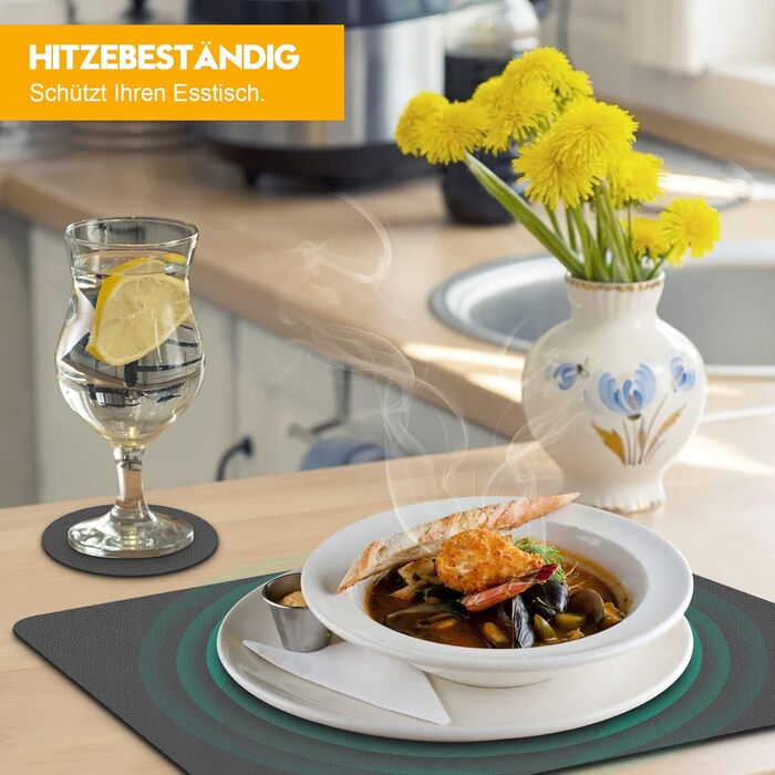 Набори серветок на стіл 6 шт. чорного кольору, миючі підставки під тарілки, серветки для дітей, осінні серветки, серветки зі штучної шкіри, підставки під тарілки