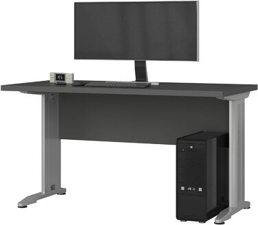 АКОРД Письмовий стіл Офісний стіл Комп'ютерний стіл з металевими ніжками Ширина 135 см Стіл для ноутбука для домашнього офісу Сучасний дизайн Край ABS Ламінована плита 32 см (Графітовий сірий)