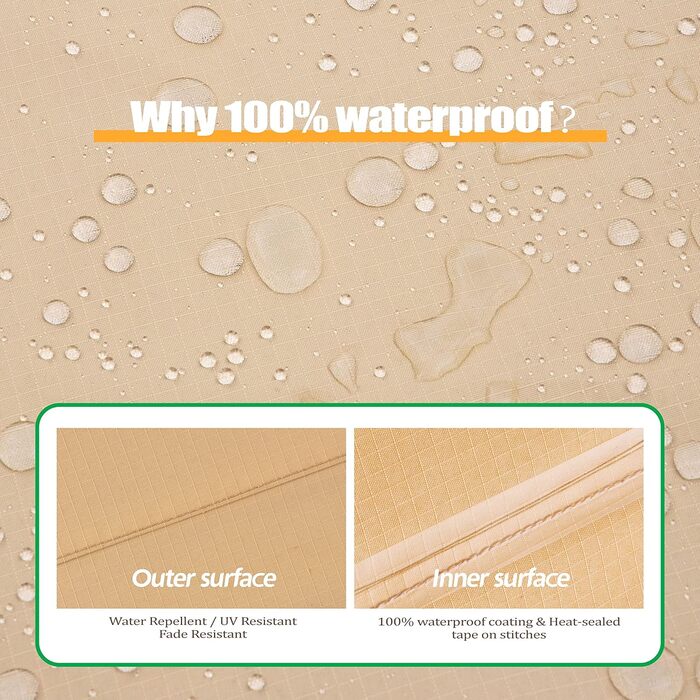 Накладка для садово-патіо меблів F&J Outdoors: водовідштовхувальна, захист від сонця, для 3-х місць, 208x99x61/89 см, бежева