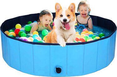 Басейн для собак складаний басейн для собак XL 160 см для великих і маленьких собак дитячий басейн для собак екологічно чистий ПВХ нековзний добре герметичний підходить для приміщень і вулиці XL160 см х 30 см (Д 63 х В 12') (М80 см х 20 см (Д 32 х в 8'))