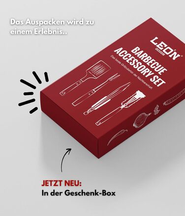 Набір для гриля: щипці, лопатка, виделка, щітка для чищення. Підходить для газових грилів. Подарунковий набір з нержавіючої сталі та акації (4 шт.)