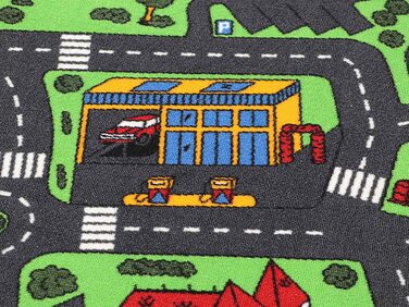 Інтерактивний ігровий килимок Primaflor City - 140x200 см, Європейський дитячий килимок з вуличною тематикою, високоякісний вуличний килимок для дитячої та ігрової кімнат, ігровий килимок для хлопчиків і дівчаток 140x200 см (1 упаковка) City