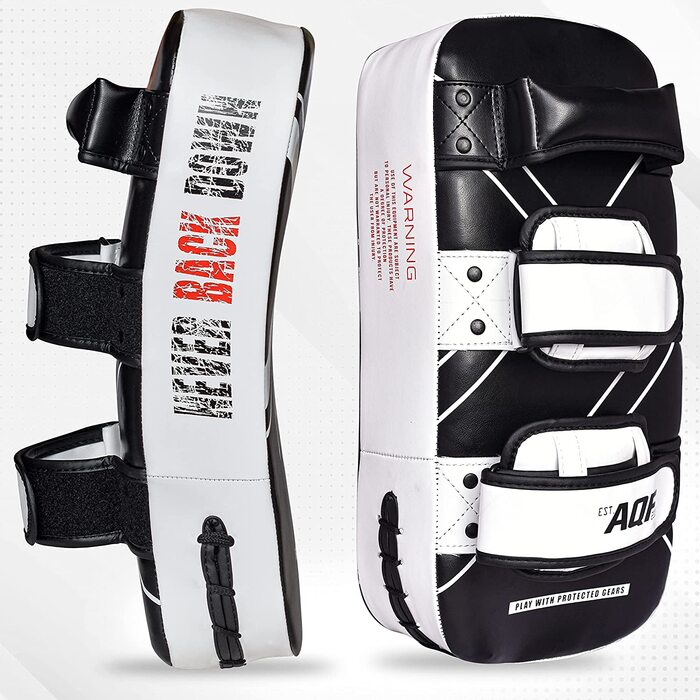 Ударна подушка для бойових мистецтв AQF кікбоксинг Муай Тай ударна вигнута подушка для рук фокус ММА бокс карате UFC ударний щит (1 пара, білий)