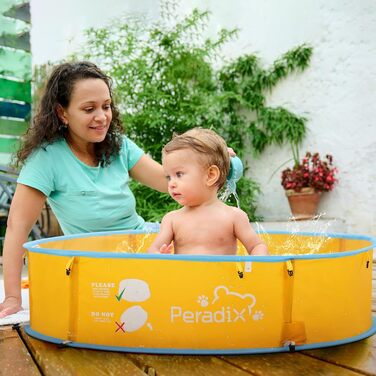 Дитяче басейн-тент Peradix 4-в-1 з UV захистом, басейн з кульками, москітна сітка, ігровий намет для дітей, літній басейн для ігор (блакитно-жовтий)