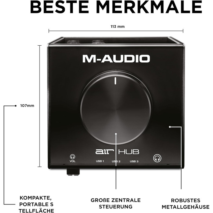 M-Audio Air 192|6 USB аудіоінтерфейс для запису: 2 XLR/Line входи, програмне забезпечення AIR Hub (Чорний)