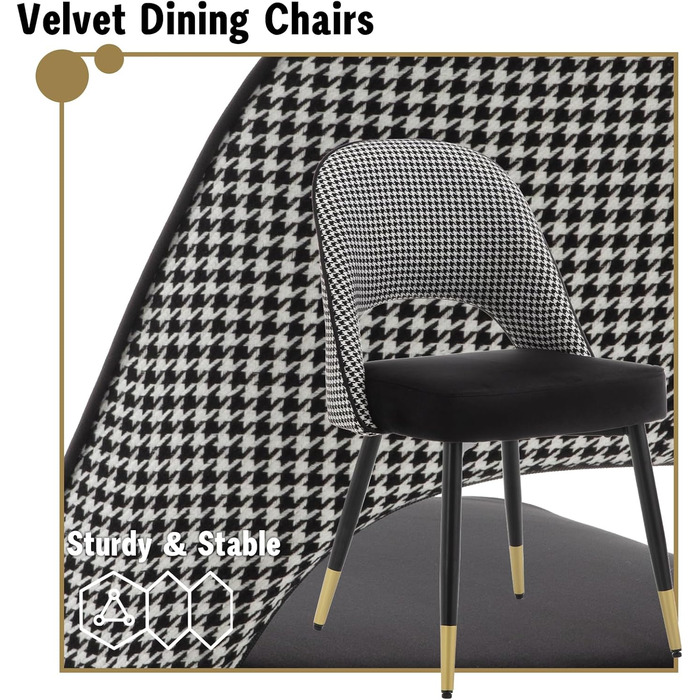 Набір з 2-х м'яких крісел з велюру для вітальні/кухні. Сучасний дизайн, без підлокітників, металеві ніжки. 2 шт. (Чорний)