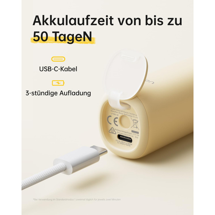 Електрична зубна щітка Laifen Wave Spezial з осциляцією та вібрацією, звукова, для дорослих, з додатком, 2 насадки (зелена), 1 шт. (упаковка) (жовта, 1 шт. (упаковка))