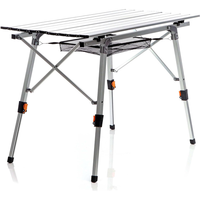 Складний кемпінговий стіл 90x53 см регульований по висоті Розкладний стіл з алюмінію до 30 кг зі згорнутою стільницею Кемпінговий стіл на колесах Розкладний стіл Садовий балкон Відкритий стіл