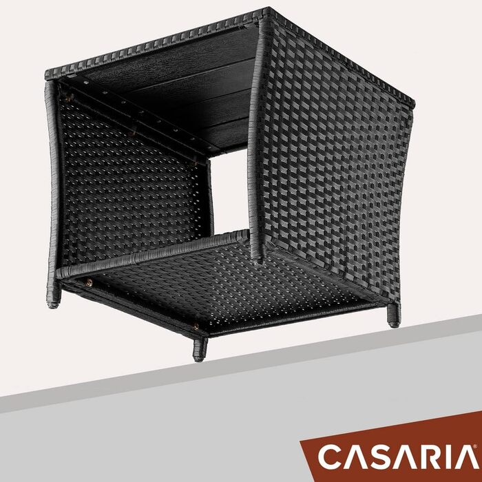 Журнальний столик Casaria Poly Rattan зі стільницею з ДПК, 45x45x40 см, 80 кг, стійкий до погодних умов, чорний