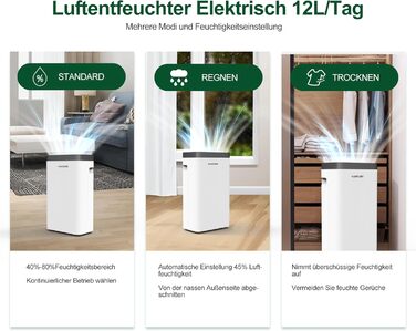 Електричний осушувач повітря 16L для підвалу та кімнат до 25 м², 35dB, шланг 1.2м, таймер, 16 л/добу, 20 м²