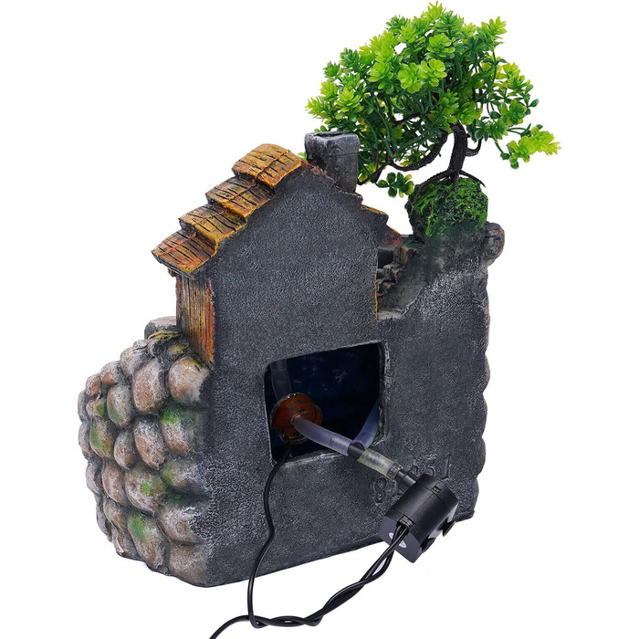 Настільний фонтанчик для дому та офісу з LED-підсвічуванням та розпилювачем, декоративний каскадний фонтан з кришталевою кулею