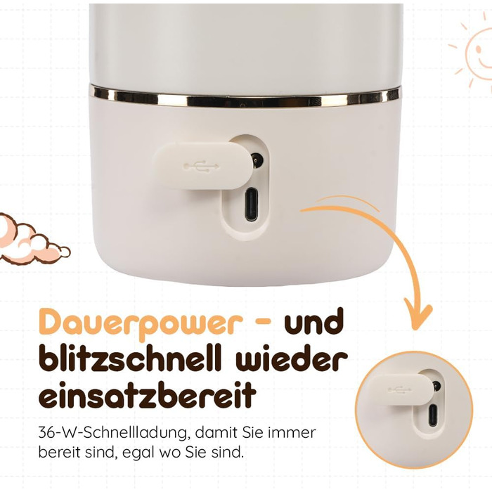 Підігрівач для дитячих пляшечок BEBELUX електричний, USB-C, 36W, Beige V1 - швидке нагрівання, підтримка температури, BPA-free, безпечний та герметичний