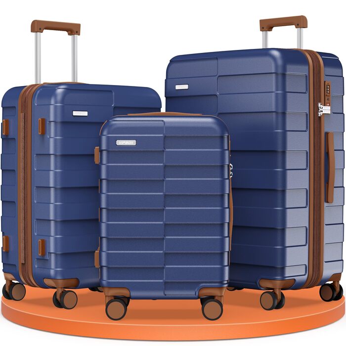 Набір дорожніх валіз Hartschale з полікарбонату (3 шт), розширюваний тролей з колесами та TSA замком, класичний синій