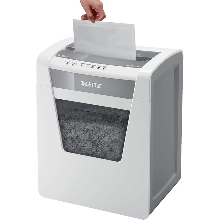 Leitz IQ 10X Premium Protect: Шредер для документів, 6 листів, білий, 18л, для офісу та дому, сертифікований TÜV+GS