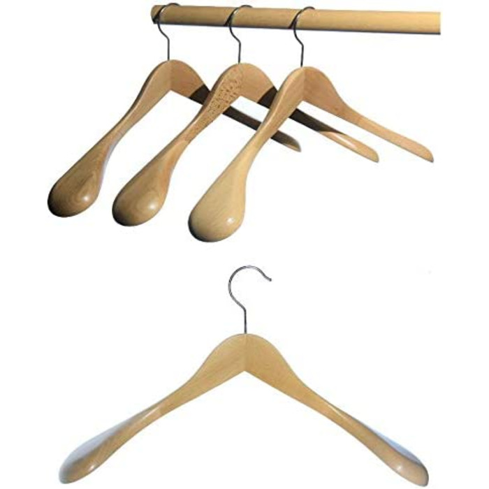 Вішалки для одягу Hagspiel, 5 шт. Дерев'яна вішалка для одягу, Вішалка для пальто, наплічна вішалка, пофарбована натуральним лаком (5 шт. якісна вішалка для одягу)