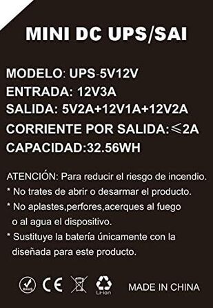 Джерело безперебійного живлення Зарядний пристрій Mini UPS Power Protection або Mini UPS 5 В/12 В із внутрішнім акумулятором і портом USB Міні-автоматичний ДБЖ Ідеально підходить для маршрутизаторів, камер, сигналізацій.