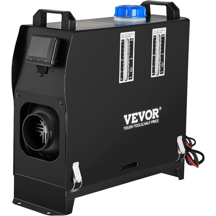 Дизельний обігрівач VEVOR 8 кВт, 12/24V, портативний, з Bluetooth, пультом та LCD-екраном, 5л бак для вантажівок/автобусів/кемперів (чорний)