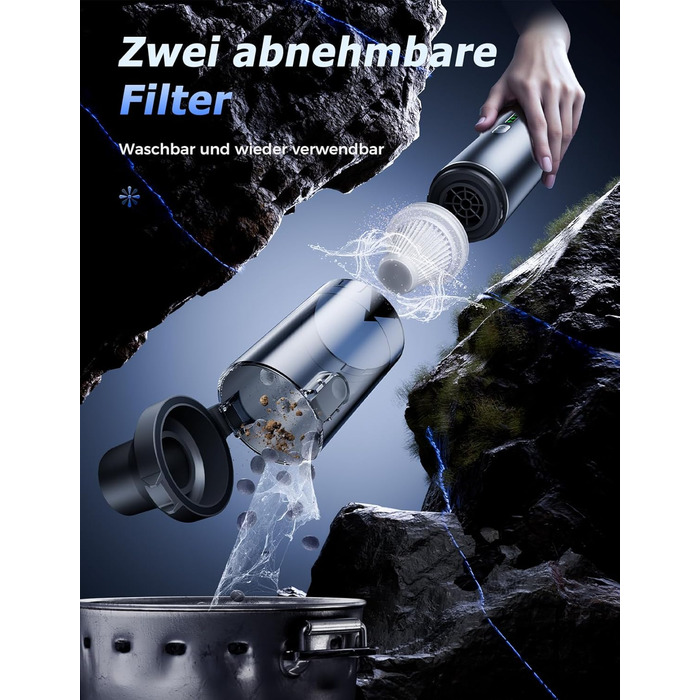 Акумуляторний ручний пилосос 4-в-1 для авто, дому та офісу, 16000Па, USB-C зарядка, бездротовий міні-пилосос для салону автомобіля, диванів, клавіатур та домашніх тварин