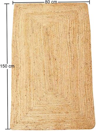 Джутовий килим Esha натуральний прямокутний натуральний бежевий килимок в стилі бохо з натурального волокна джуту ручної роботи килим для вітальні натуральний килим для вітальні прикраса MA6008 (80 x 150 см)