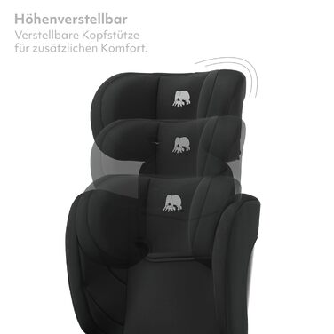 Автокрісло Deryan Charlie i-Size 100-150 см, 9-36 кг, 3.5-12 років, Чорне - з ременями безпеки, регульований підголівник, бічний захист