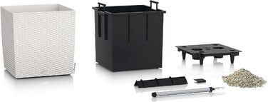 Горщик Lechuza Cube Cottage 30, 30x30x30 см, система автополиву, світло-сірий