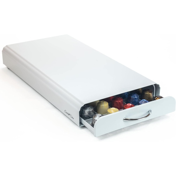 Організатор для капсул Nespresso, ящик, метал, 50 капсул, для зберігання капсул кави (білий) Blanco