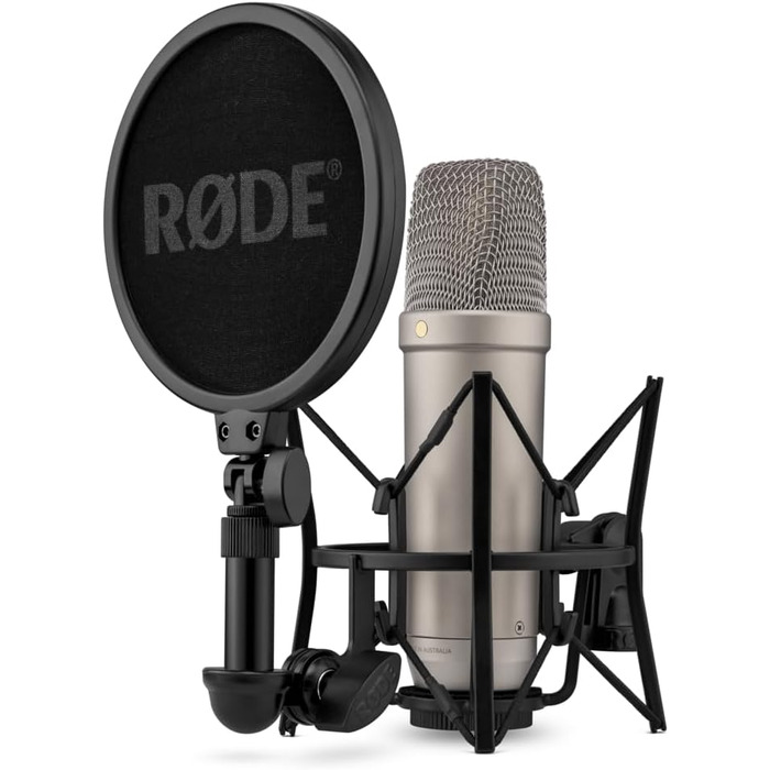 Мікрофон RØDE NT1-A з нирковим характером: комплект для запису вокалу, музики та стрімінгу (з мікрофонною павуком, поп-фільтром та XLR-кабелем)