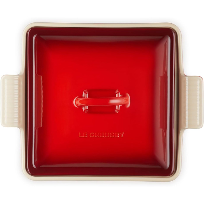 Каструля Le Creuset Heritage з кришкою, квадратна, 22.9 см, біла (колір вишня)
