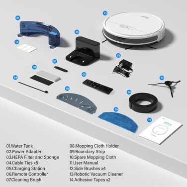 Робот-пилосос і швага Tikom G8000 Pro, 4500 Па, самозарядка, Wi-Fi, 150 хв, для шерсті домашніх тварин, килима, твердої підлоги