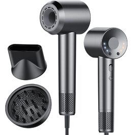 Високошвидкісний іонний фен для волосся 2025, 160 000 об/хв, з дифузором та контролем температури, низький рівень шуму 57дБ