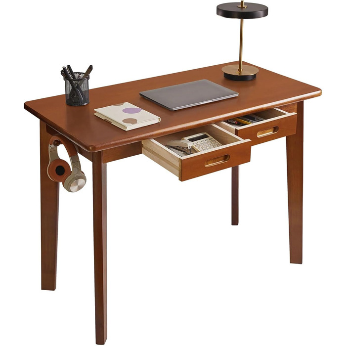 Дерев'яний письмовий стіл з шухлядою та вішалкою, 100x50x75 см, YD-WD01N, Рустикальний коричневий