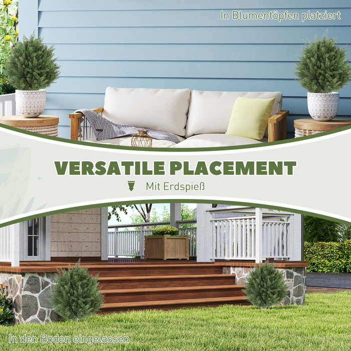 Набір з 2 штучних кіпарисів, стійких до УФ-випромінювання, з 387 листками та фіксатором у вигляді штиря, Ø40 x 60H см, зелені