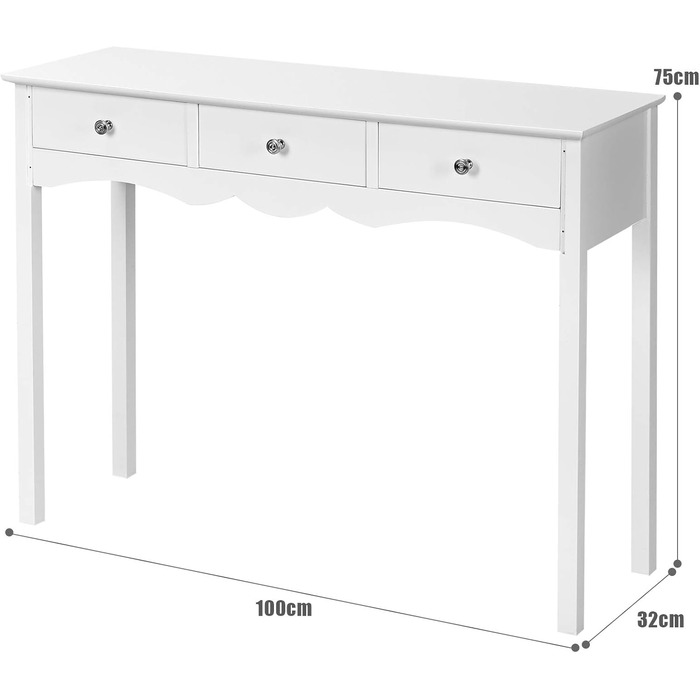 Консольний стіл LIFEZEAL з 3 ящиками, білий, 100x32x75см, сучасний дерев'яний стіл для передпокою для вітальні/передпокою/спальні