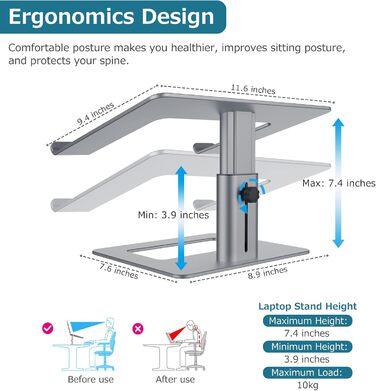 Підставка для ноутбука GOKEDA: ергономічна, регульована, з алюмінію, 11-17 дюймів