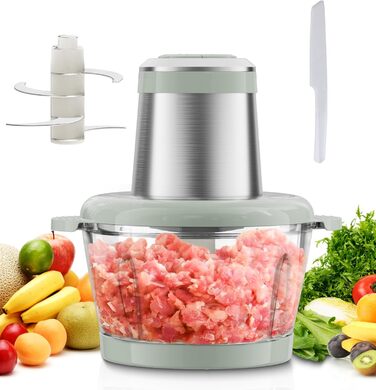 Електричний подрібнювач для кухні ESoundvol 400W з чашею 2л та 4 лезами з нержавіючої сталі - для м'яса, овочів, горіхів, дитячого харчування