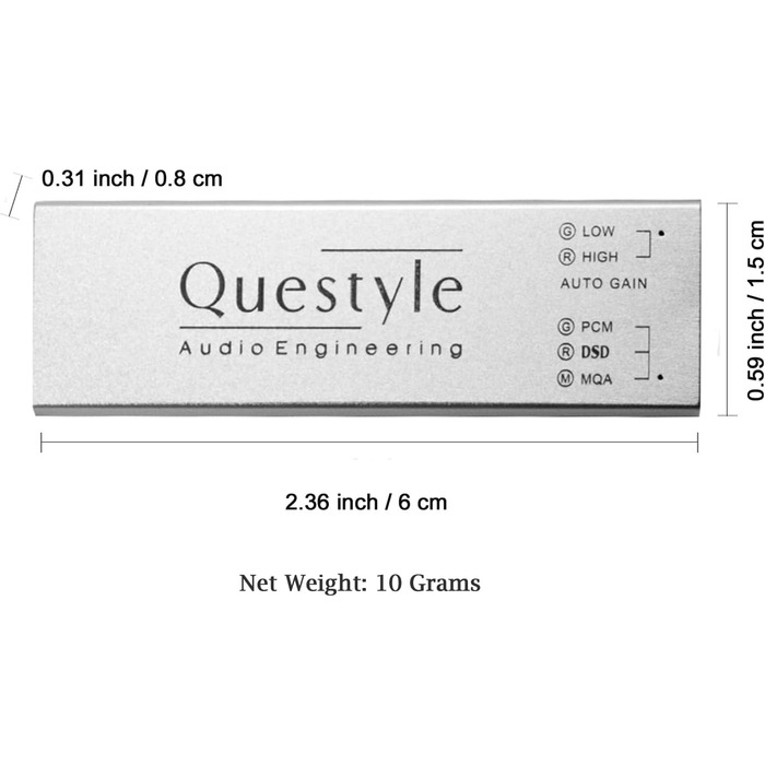 Портативний підсилювач для навушників Questyle M15i ЦАП, Dual Jack, Apple MFi, для iOS/Android/ПК (сріблястий)