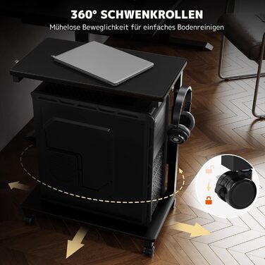 Підставка для ПК з регулюванням висоти PUTORSEN, 2 рівні, з роликами та підкладкою для миші, чорний Full-Tower (до 40 кг/рівень)