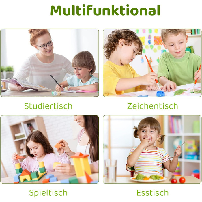 Дитячий стіл MAMIZO з 4 стільцями, регульована висота, набір для дитячої кімнати/садка, пластикові меблі, сірий, 60 x 120 см