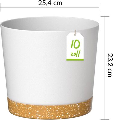 Набір горщиків для квітів ZMTECH 30,5 см (2 шт.) - пластикові горщики з піддоном для кімнатних рослин, сукулентів, квітів (білий)