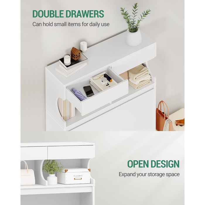 Шафа для взуття Hzuaneri з 2 дверцятами, 4 відділеннями, регульована, на 16 пар, для прихожого, передпокою, гардеробу, біла, 80 x 24.5 x 124.5 см, SR45303X