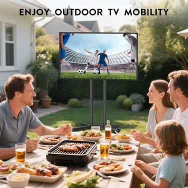 Мобільна підставка для телевізора BONTEC 32-70 дюймів, чорна, з колесами, регульована висота, VESA 400x400, до 50 кг, з кабельним каналом